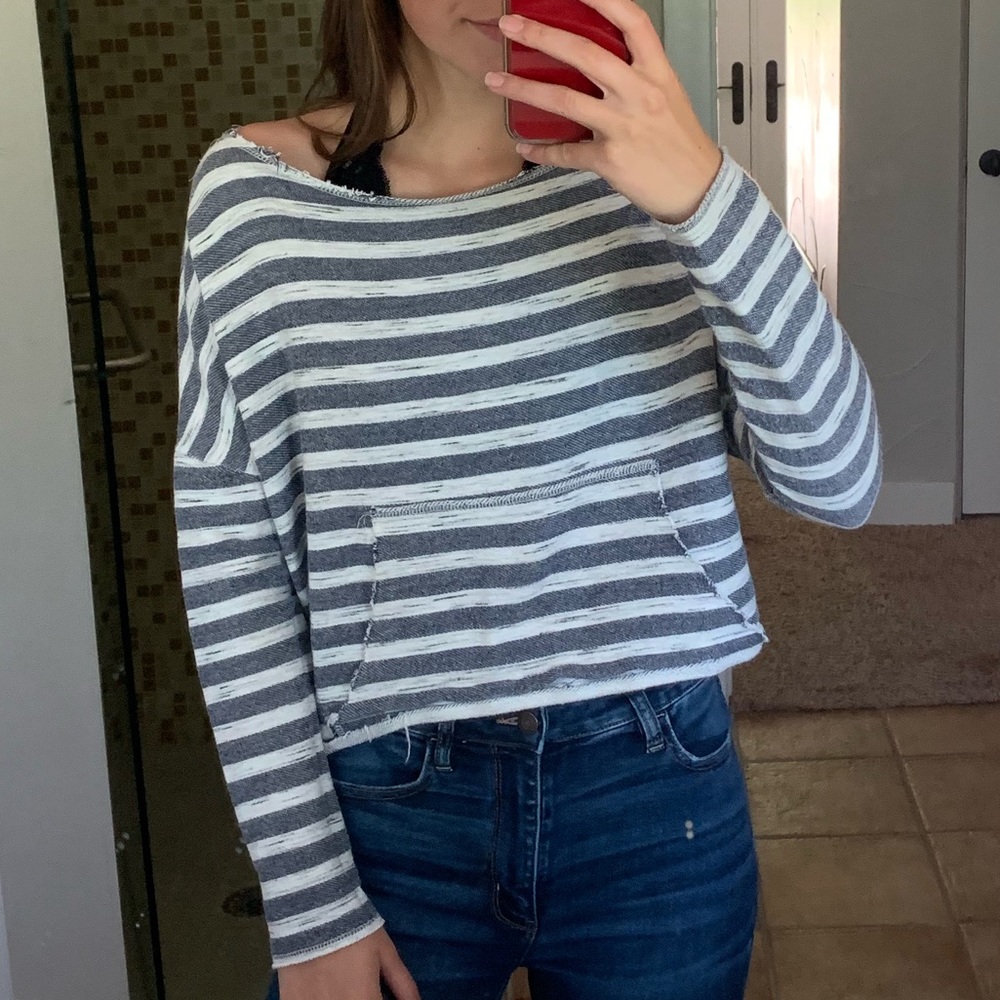 Cropped stripped sweater